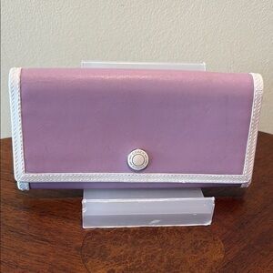 Coach  long wallet  vintage  snap wallet  leather  purple/violet/white leather t